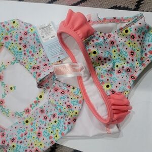 Cat & Jack Floral Kids Bikini - Pink and White